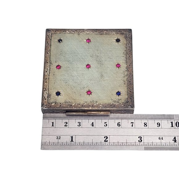 Vintage Gucci Sterling Silver Rhinestone Mirror Powder Compact #16521 - Picture 10 of 10